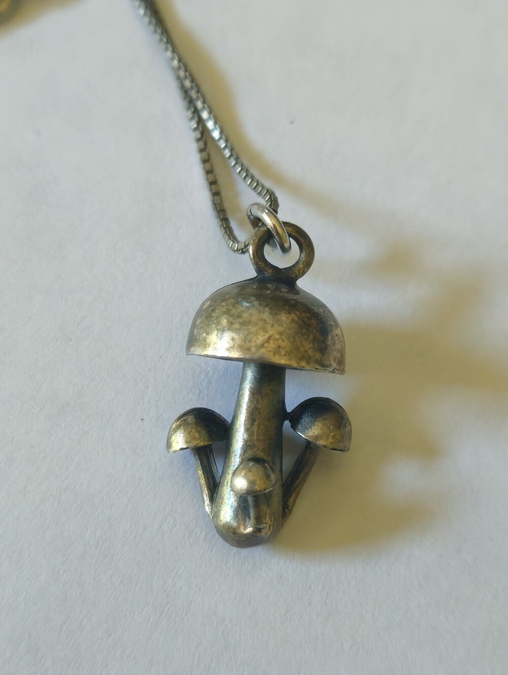Rare Vintage 70's 4 Mushroom Sterling Silver Necklace - Picture 7 of 7